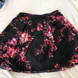 Black pink flower skirt